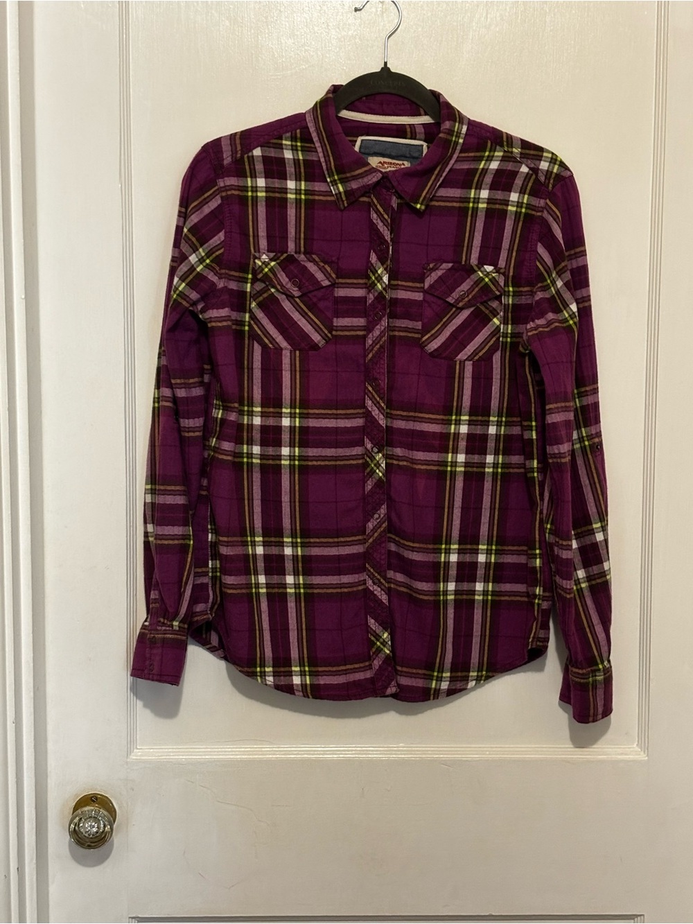 Arizona Jean Company Purple Plaid Button-Down Shirt